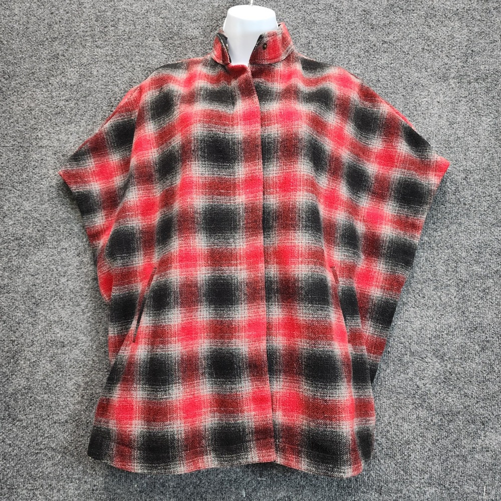 Eddie Bauer Womens Buffalo Plaid Wool Blend Cabin Core Gorpcore Cape Poncho S